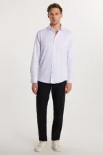 شلوار کتان مشکی مردانه با برش مچ و جیب جانبی انعطاف‌پذیر - 7362