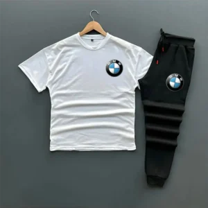 ست دو تکه بلوز تیشرت و شلوار اسفنجی سایز بزرگ با طرح BMW - فصل جدید - 7521