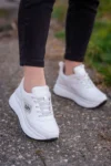 کفش ورزشی روزمره زنانه با زیره بلند سفید و متالیک NBR4008 - 7482