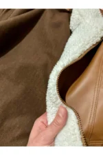 کت چرم قهوه‌ای مدل اسپرت مردانه - 7277
