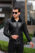 کاپشن زمستانی مردانه با آستر پشمی، ضدآب و مقاوم در برابر سرما، کلاهی پفی - 7267