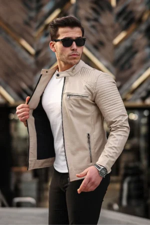 کاپشن چرمی مردانه کاپشن زمستانی جکت چرمی - 7269