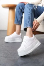 کفش ورزشی زنانه گاستوو با کفی ضخیم - سفید - 7237