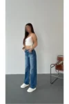 شلوار جین زنانه با کمر بلند و فیت صاف، با قابلیت کشسانی - 7433
