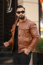 پالتو چرم مردانه زمستانی ضخیم - 7310
