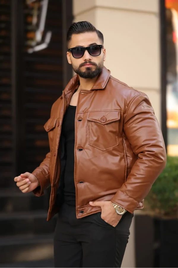 پالتو چرم مردانه زمستانی ضخیم - 7310