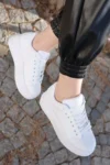 اسنیکرز زنانه با کفی بلند سفید - 7245