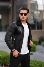 کاپشن زمستانی مردانه با آستر پشمی، ضدآب و مقاوم در برابر سرما، کلاهی پفی - 7267