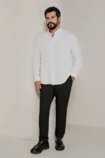 شلوار جگر مردانه مشکی با برش مناسب و راحتی، دارای کمر کشی و جیب‌های کناری - 7354