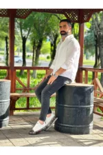 کتانی روزمره مردانه سفید مدل WHİTE GİON 0066 با زیره هوشمند از چرم طبیعی - 7108