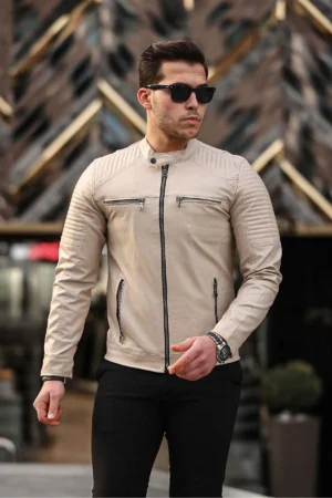 کاپشن چرمی مردانه کاپشن زمستانی جکت چرمی - 7269