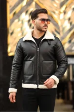 پالتو چرم مردانه، کاپشن چرم زمستانی، ضد باد - 7278