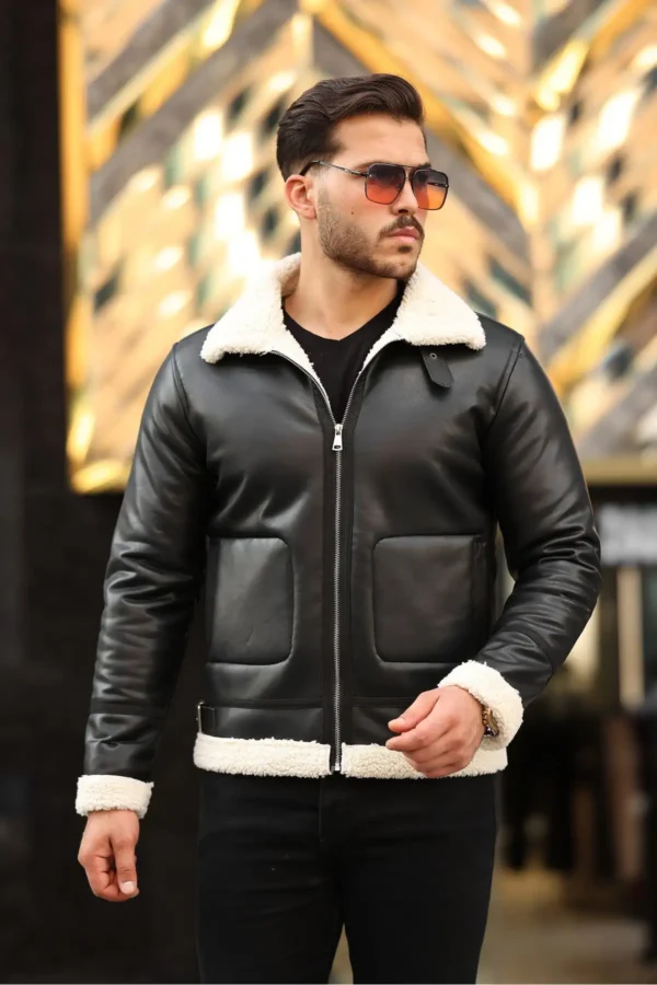 پالتو چرم مردانه، کاپشن چرم زمستانی، ضد باد - 7278