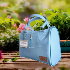 کیف دستی و دوشی زنانه شیک با طراحی زیپدار و جیب جلو از چرم آبی - 7188