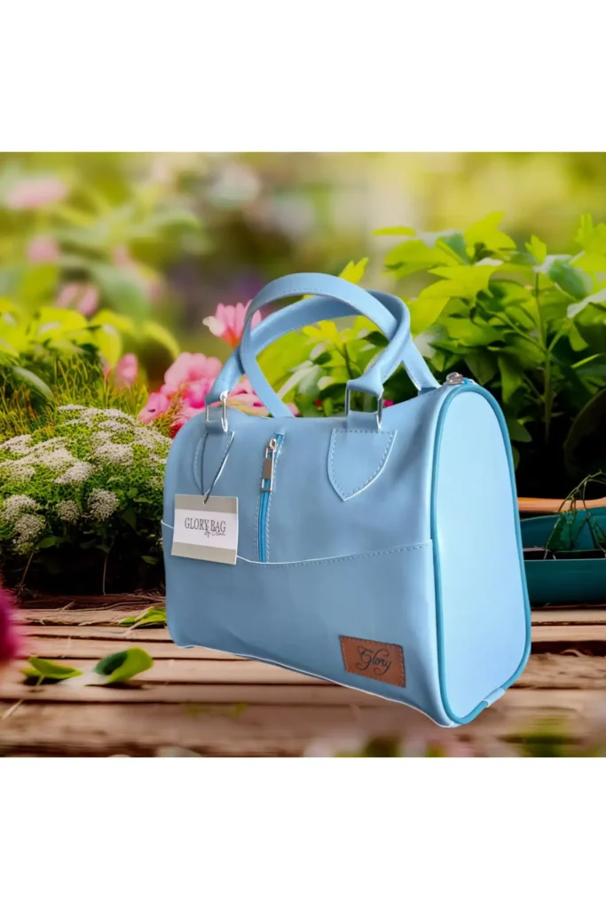 کیف دستی و دوشی زنانه شیک با طراحی زیپدار و جیب جلو از چرم آبی - 7188