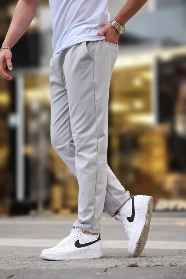 شلوار مردانه پاچه‌راست خاکستری E6556 - 7396