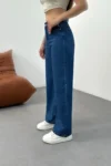 شلوار جین گشاد با کمر بلند زنانه رنگ سرمه‌ای - 7401