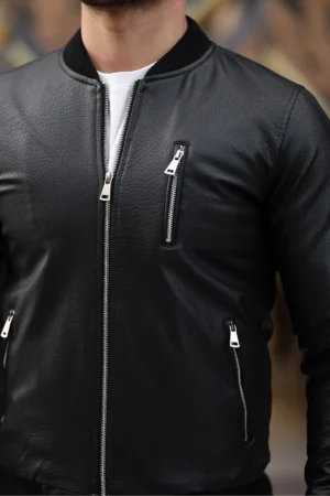 کاپشن چرم مردانه، کاپشن زمستانی، ژاکت چرم - 7257