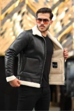 پالتو چرم مردانه، کاپشن چرم زمستانی، ضد باد - 7278