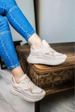 NSTYLE زنانه کفش اسنیکر ارتفاع بالا با کفی ایر راحت و مناسب برای استفاده روزمره و ورزش - 7503