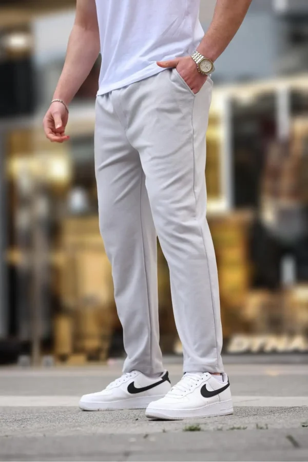 شلوار مردانه پاچه‌راست خاکستری E6556 - 7396