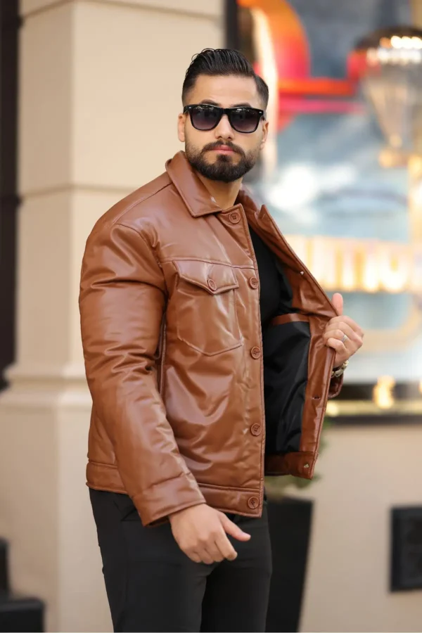 پالتو چرم مردانه زمستانی ضخیم - 7310
