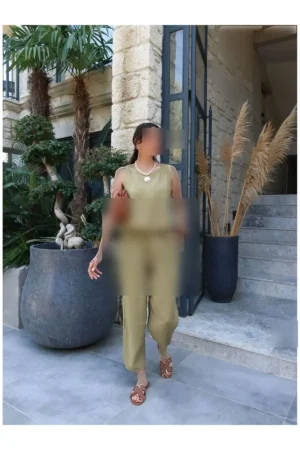 ست بلوز راحت بدون آستین - 8195