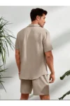 ست شورت و پیراهن مردانه پارچه کرینکل با طرح بورومجوک و مناسب فصل تابستان با الیاف الاستیک - 8146
