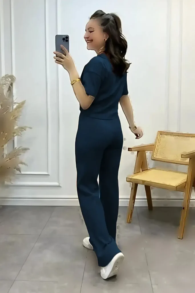 ست تابستانی زنانه شیک با آستین کوتاه و نازک - 8178