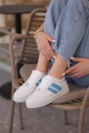 کفش ورزشی روزمره زنانه سفید و آبی - 8373