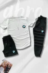 ست سه تکه شامل تیشرت با لوگوی BMW، شلوارک و شلوار ورزشی. - 8160