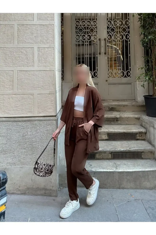 ست کیمونو زنانه با برش راحت بالا و پایین - 8172