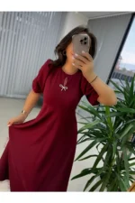 پیراهن bordo با گیره زیبا - 8130