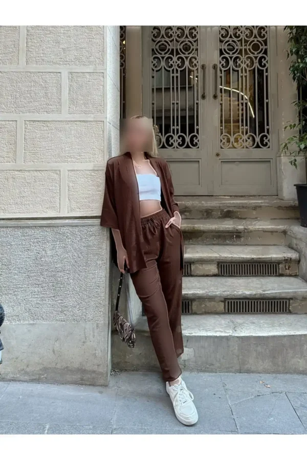 ست کیمونو زنانه با برش راحت بالا و پایین - 8172
