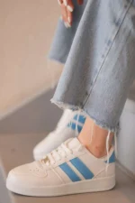 کفش ورزشی روزمره زنانه سفید و آبی - 8373