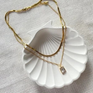 گردنبند سنگی دوطرفه با بند فلزی - 7623