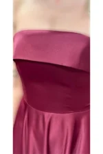 پیراهن مجلسی میدی ساتن آستین‌دار با دامن کلوش در رنگ آلبالو 7647 - 7840