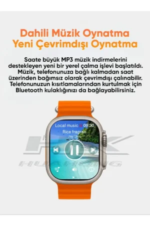 HK 10 Ultra ساعت هوشمند 49 میلی‌متری، ساعت مچی سری 9 Ultra 2 با صفحه AMOLED، مناسب برای آقایان و خانم‌ها، با دو بند. - 7649