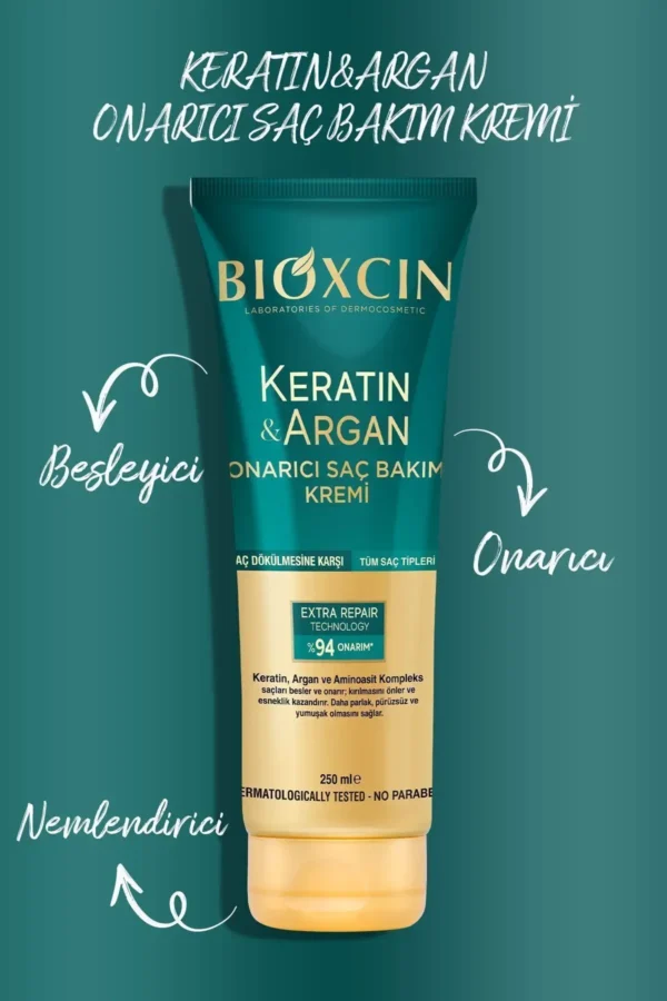 شامپوی ترمیم کننده کراتین و آرگان 300 میلی لیتر + روغن موی کراتین و آرگان + نرم کننده مو - 7706