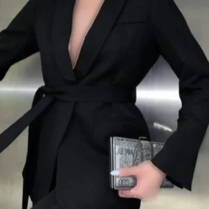 ست شلوار و blazer چسبیده با شلوار گشاد - 7525