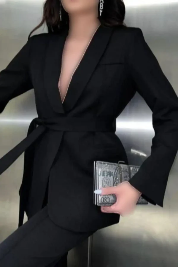ست شلوار و blazer چسبیده با شلوار گشاد - 7525
