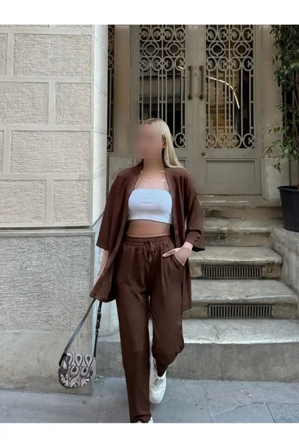 ست کیمونو زنانه با برش راحت بالا و پایین - 8172