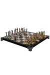 - ست فلزی شطرنج - صفحه شطرنج طرح مرمر 25 سانتی‌متری - مجسمه آرcher رومی با شخصیت‌های اسطوره‌ای - 7765