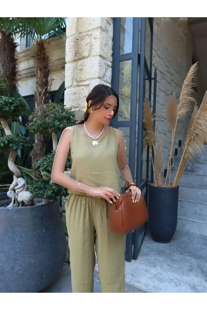 ست بلوز راحت بدون آستین - 8195