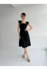 لباس مجلسی فارغ‌التحصیلی سیاه با جزئیات نقره‌ای - 7828
