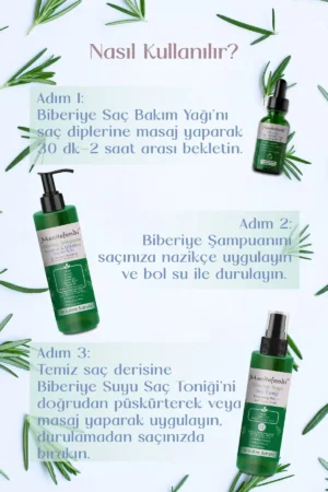 ست مراقبت از مو با رزماری - شامپوی رزماری + تونیک مو با عصاره رزماری + سرم رزماری - 7703