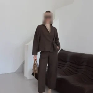 ست بلوز گره‌دار زنانه و شلوار گشاد - 8206