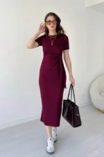 پیراهن بلند مدالی با گره جانبی. - 8127