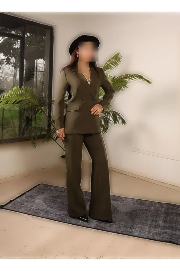 کت و شلوار اورسایز رنگ هکی - 7536