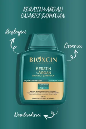 شامپوی ترمیم کننده کراتین و آرگان 300 میلی لیتر + روغن موی کراتین و آرگان + نرم کننده مو - 7706